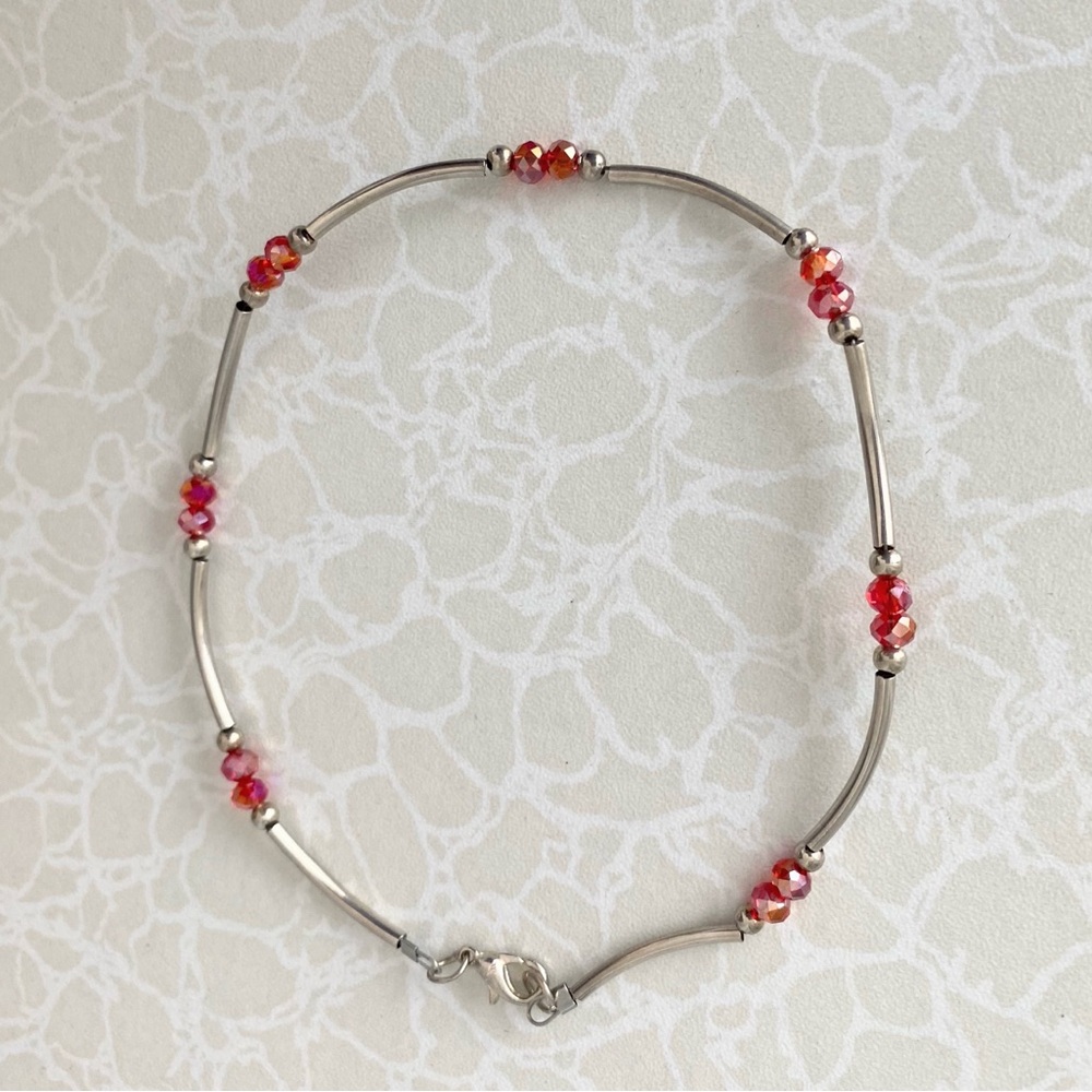 Red crystal beaded anklet